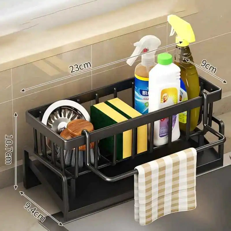 Compact Tap-Mounted Spice Shelf – Sink Organizer with Drainage Rack – Space-Saving Kitchen Storage for Utensils/Accessories