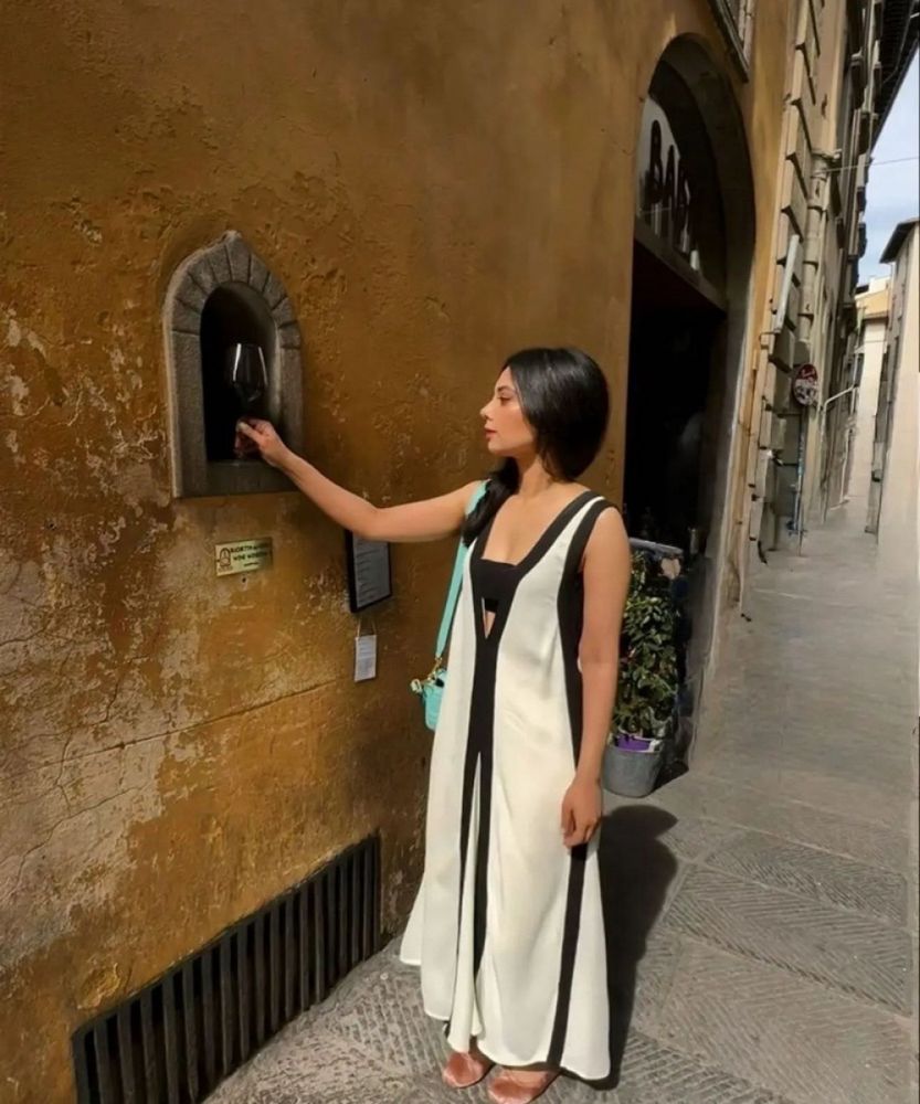 Monochrome Contrast Panel Maxi Dress